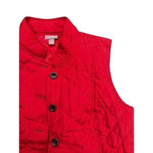 J. Jill Quilted Red Vest, Button Up, Lightweight, Women's Size Small Petite